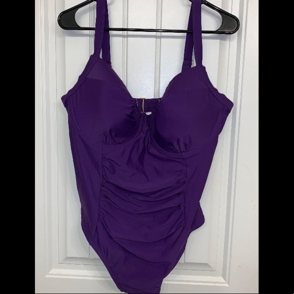 Purple one- piece swimsuit